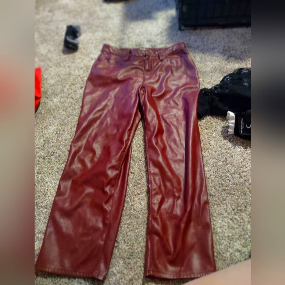 Madewell red faux leather pants
